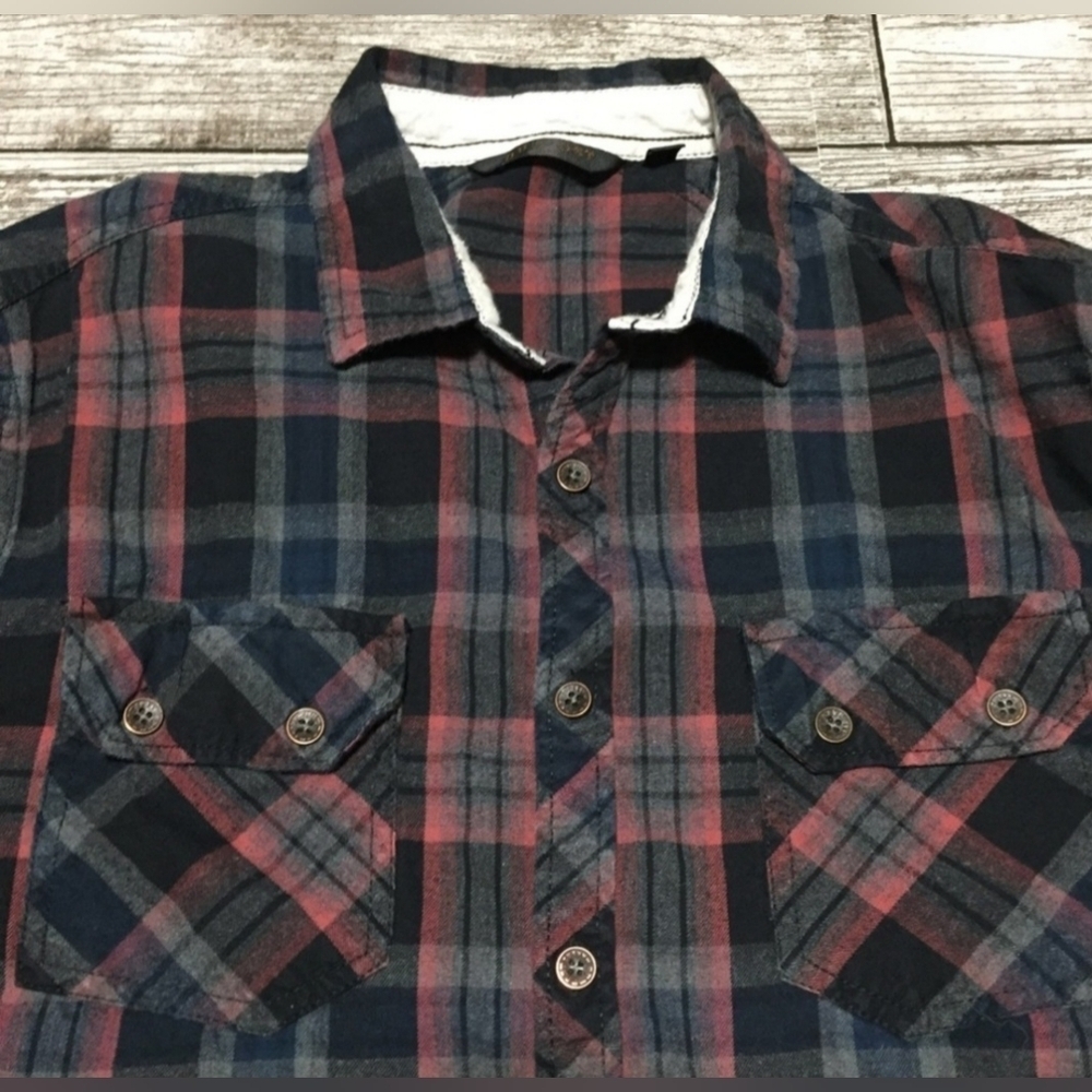 Buckle Exclusive Outpost Makers button-down men's LG maroon blue black gray - Picture 3 of 11